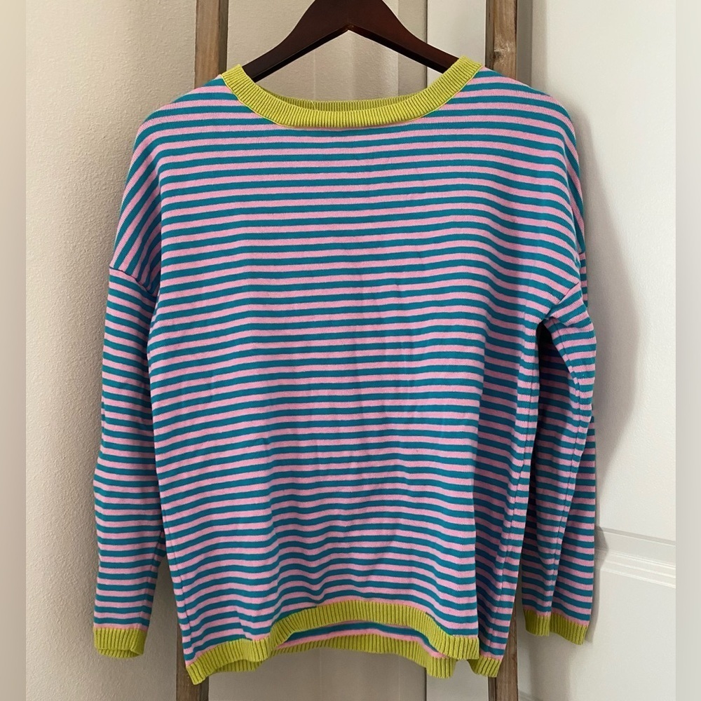 Dokotoo - Women’s Striped Cotton Sweater - Size Medium - Picture 2 of 6